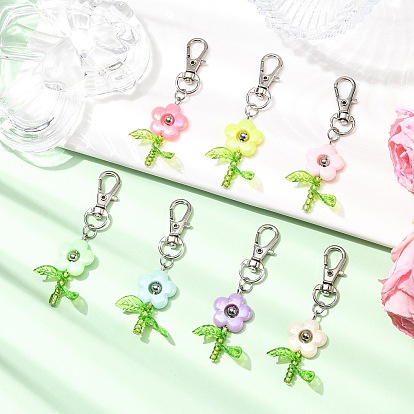 Цветочные акриловые подвесные украшения, с сплава шарнирного когтя омара застежками