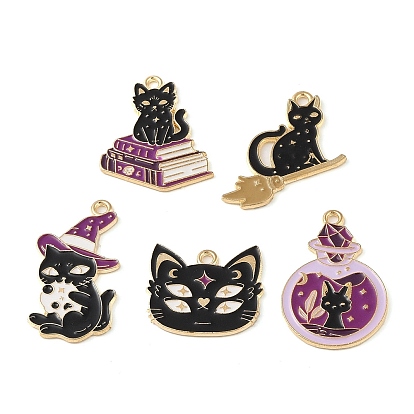Подвески из сплава Eanaml для Хэллоуина, золотые, волшебный кошачий оберег