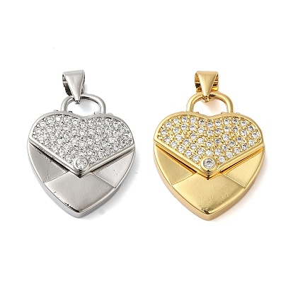 Подвески из латуни и прозрачного циркония с покрытием стойки, без кадмия и без свинца, долговечный, сердце