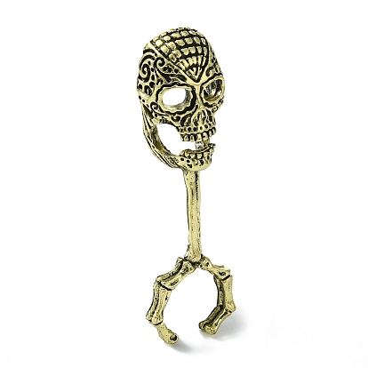 Skull Alloy Cigarette Holder Ring, Open Cuff Rings for Men, Lead Free & Cadmium Free
