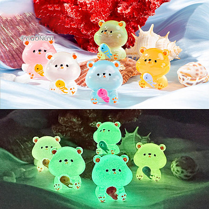 Фигурки медведей из светящейся смолы, украшения, светится в темноте, Микропейзаж, украшения для рабочего стола в машине, дома