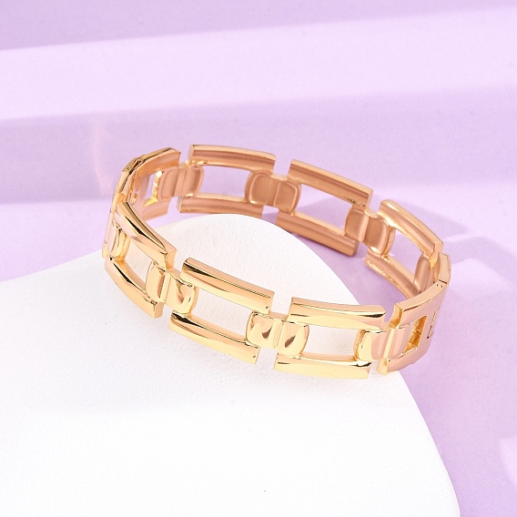 304 браслеты из нержавеющей стали, шарнирные браслеты для женщин, прямоугольные, ионное покрытие (ip)