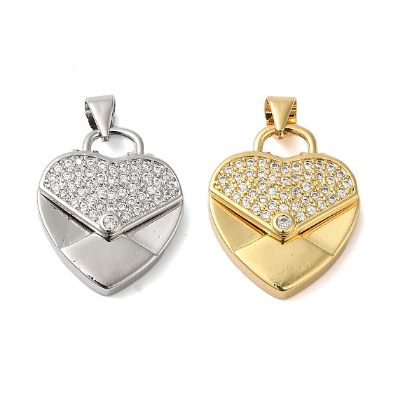 Подвески из латуни и прозрачного циркония с покрытием стойки, без кадмия и без свинца, долговечный, сердце