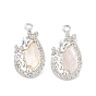 Латунные микропаве прозрачные подвески с фианитом, Подвески в форме капли с натуральной белой ракушкой
