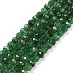 Brins de perles fuchsite naturelles, facette, ronde
