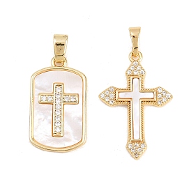 Латунные микропаве прозрачные подвески с фианитом, с оболочкой, крест прелести, долговечный, стойки покрытие, без свинца и без кадмия