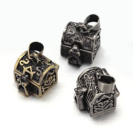 Carved Cuboid Rack Plating Brass Prayer Box Pendants, Wish Box, 14x12x14mm, Hole: 5x3mm