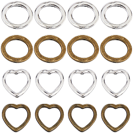 80шт 4 стили оправы из бисера из сплава в тибетском стиле, Сердце & кольцо