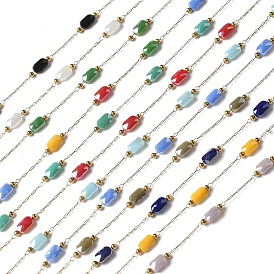 316 хирургические звенья из нержавеющей стали, со стальными и стеклянными бусинами, пайки, реальный 18 k позолоченный