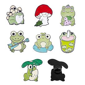 7 Pieces Creative Enamel Pins Brooch Set for Women, Cute Cartoon Plants Animal Frog Backpack Pins, Lovely Lapel Badges Pins Jewelry for Jackets Clothes Hats Decorations
