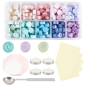 CRASPIRE DIY Scrapbook Making Kits, Including Sealing Wax Particles, Porcelain Cup Coasters, Stainless Steel Wax Sticks Melting Spoon, Candle and Label Stickers