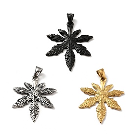 304 Stainless Steel Pendants, Pot Leaf/Hemp Leaf Shape