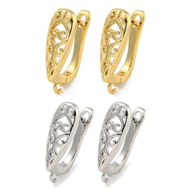 Rack Plating Brass Hoop Earring Findings, Cadmium Free & Lead Free, Long-Lasting Plated