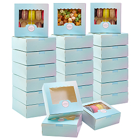 24 шт. красочных упаковочных коробок из крафт-бумаги для выпечки, с окном пвх, квадрат / прямоугольник