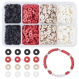 Arricraft 4 couleurs plates rondes perles d'argile polymère faites à la main écologiques, disque heishi perles pour boucle d'oreille hawaïenne bracelet collier fabrication de bijoux