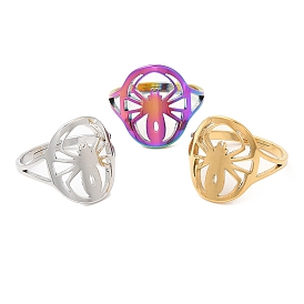 304 Stainless Steel Hollow Spider Adjustable Ring for Women