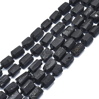 Natural Black Tourmaline Beads Strands, Faceted, Column