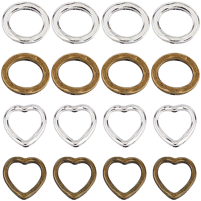 80шт 4 стили оправы из бисера из сплава в тибетском стиле, Сердце & кольцо