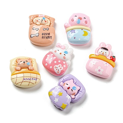 Непрозрачные кабошоны из смолы, спящее животное, разнообразные