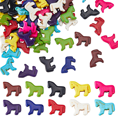 60шт. 10 цвета окрашенные синтетические бирюзовые бусины в форме лошади