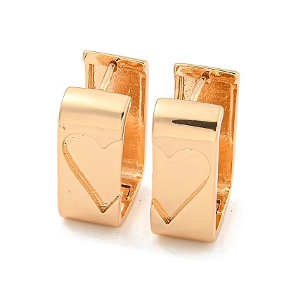 Brass Hoop Earrings for Women, Heart