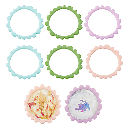 8Pcs 4 Colors Acrylic Irregular Lace Fun Frame, Ring, for DIY Jewelry Accessories