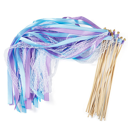 Палочки из полиэстеровой ленты, с деревянной палочкой, партийные украшения