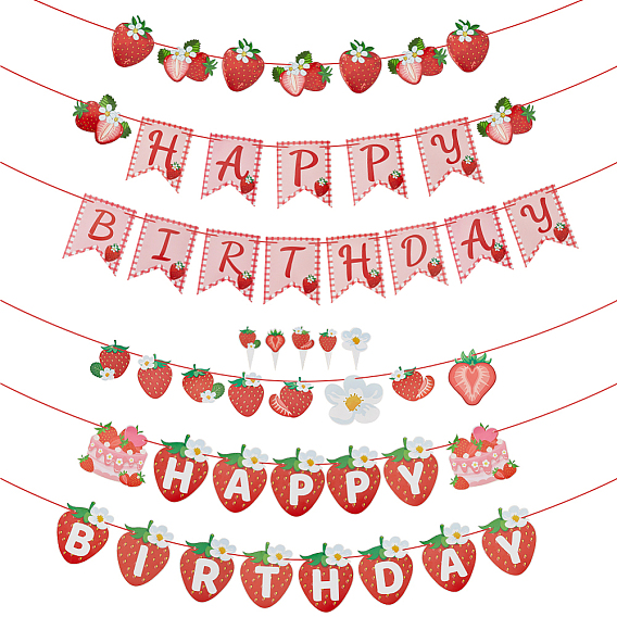 2 сумки 2 стили клубничная бумага подвесная лента, для празднования дня рождения