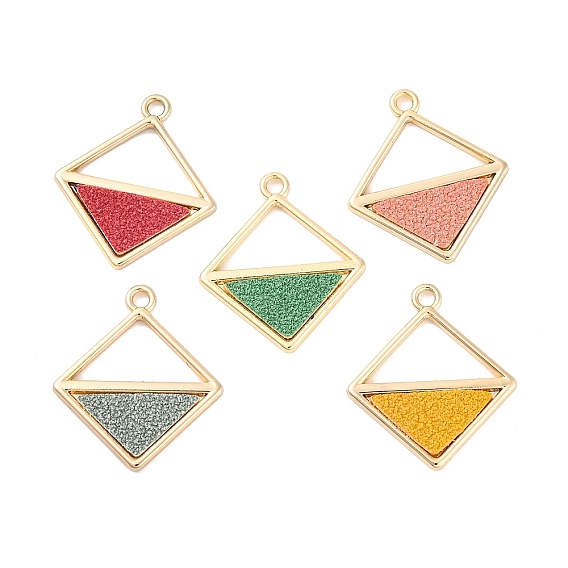 Aluminium Anhänger & Charms, mit PU-Leder, Karo, Licht Gold