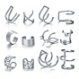 12-Piece Set of Creative and Minimalist C-Shaped Letter Non-Pierced Ear Clips for Women