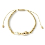 Adjustable Natural Cultured Freshwater Pearl & Shell Braided Bead Bracelets, Adjustable Nylon Cord Bracelets for Women