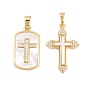 Латунные микропаве прозрачные подвески с фианитом, с оболочкой, крест прелести, долговечный, стойки покрытие, без свинца и без кадмия