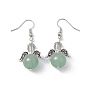 Gemstone Round Beaded Fairy Dangle Earrings, Platinum Brass Jewelry for Women, Cadmium Free & Lead Free