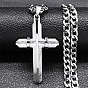 304 Подвеска в виде религиозного креста из нержавеющей стали, цепочка в кубинском стиле для мужчин, без потускнения