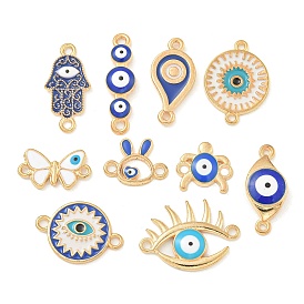 Сплав эмалированные звенья соединительные подвески, золотые, хамса рука/глаз/дурной глаз/плоский круг/бабочка/кролик