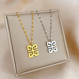Classic Retro "喜" Word Minimalist Style Gold Necklace - Lockbone Chain Accessory.