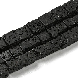 Natural Lava Rock Beads Strands, Cube