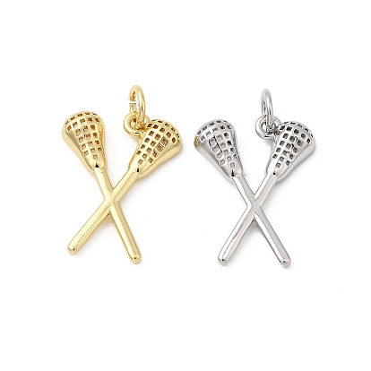 Латунные подвески, подвески в виде скрещенных клюшек для лакросса, с целью перехода в кольце, стойки покрытие, долговечный, без свинца и без кадмия