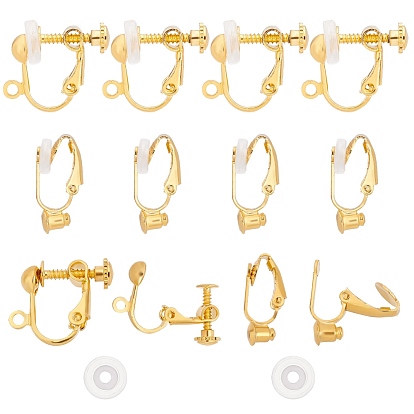 12Pcs 2 Style Clip-on Earring Findings, with 12Pcs TPE Plastic Pads