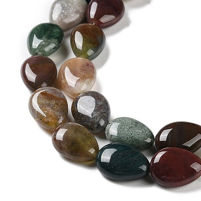 Natural Indian Agate Beads Strands, Flat Teardrop