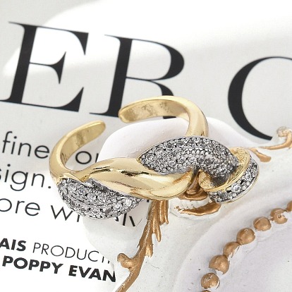 Латунные кольца-манжеты с микропаве и прозрачным цирконием для женщин, без кадмия и без свинца, с четким кубического циркония