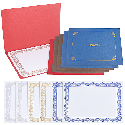 DIY Certificate Holders, Diploma Holders, with Document Covers with Gold Foil Border and Letter Size Blank Paper, Office Products