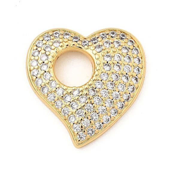 Латунные микро проложить кубического циркония подвески, сердце прелести, без свинца и без кадмия, долговечный, стойки покрытие