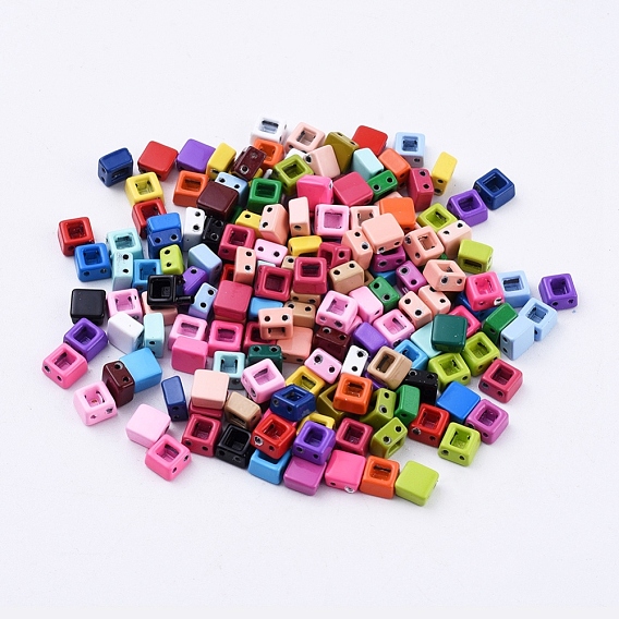 Spray Painted Alloy Multi-Strand Links, For Tile Elastic Bracelets Making, Square