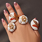 316l anillos de acero inoxidable quirúrgico esmaltado, óvalo con patrón de hojas