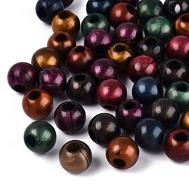 Непрозрачный акрил европейского бисера, круглые, большое отверстие шарик