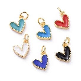 Enamel Charms, with Brass Findings, Heart, Real 18k Gold Plated