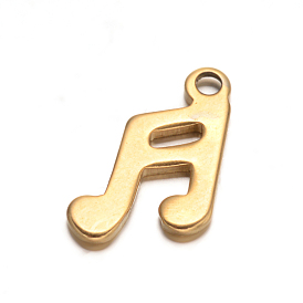 304 Stainless Steel Musical Note Charms, 12x7.5x1mm, Hole: 1.5mm