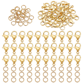 304 Stainless Steel Lobster Claw Clasps, Parrot Trigger Clasps, with Close but Unsoldered Jump Rings