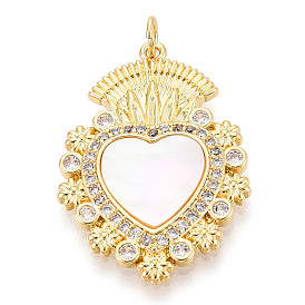 Латунные микропаве прозрачные подвески с фианитом, без кадмия и без свинца, с оболочкой, сердце, с целью перехода в кольце